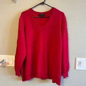 Lane Bryant 22/24 Red Cardigan Sweater with accents on the arms